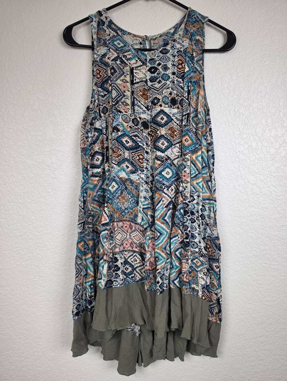 Anthropologie En Creme Rayon Patterned Sleeveless Dress S